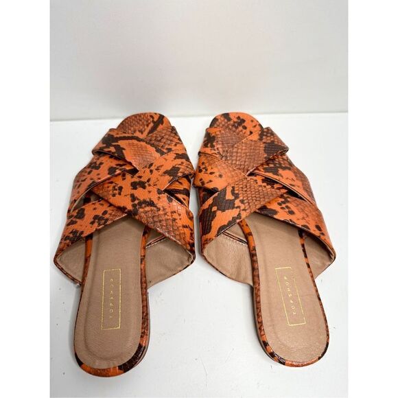 TOPSHOP Sandals‎ Womens Size 7.5 Hop Cross Slide Snake Print - Picture 3 of 9